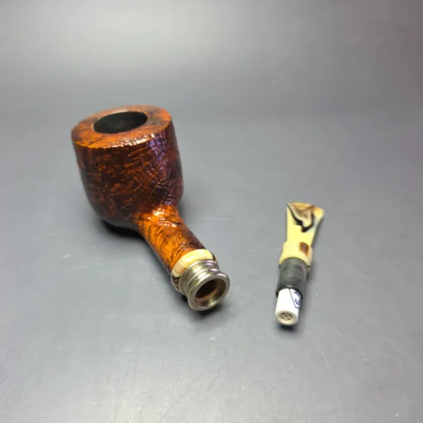 Neerup Classic Sandblasted Brandy w/ Brass Estate Briar Pipe, Danish Estates - Image 12