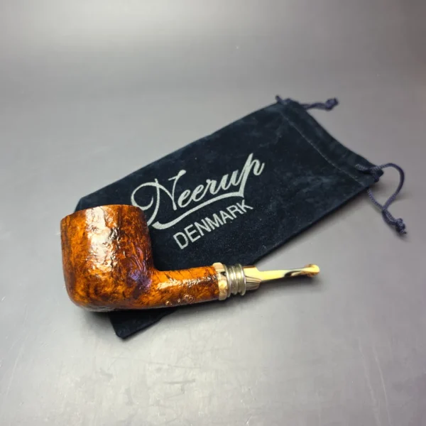 Neerup Classic Sandblasted Brandy w/ Brass Estate Briar Pipe, Danish Estates - Image 13