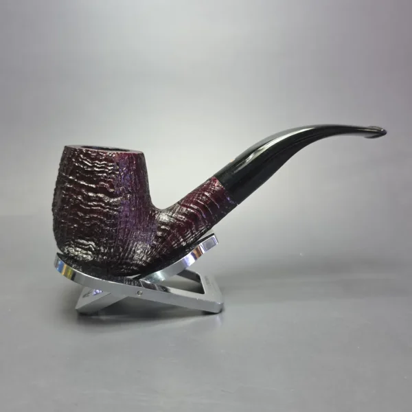 Ashton 2003 Pebble Grain XXX Sandblasted Bent Billiard Estate Briar Pipe, Unsmoked - Image 3