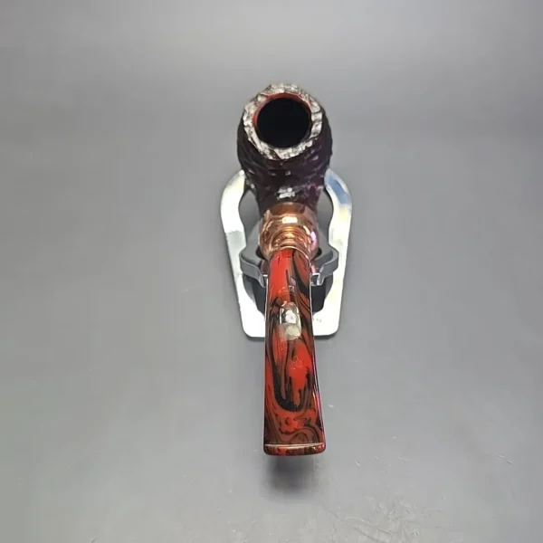 Peterson 2024 Christmas Pipe 221 Rusticated Bent Billiard Estate Briar Pipe, Unsmoked - Image 5