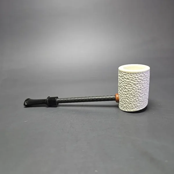 MBSD Meerschaum Deluxe Rusticated Poker Block Meerschaum Pipe, Briar-Mortise, New - Image 4