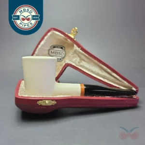 MBSD Meerschaum Deluxe Smooth Poker Block Meerschaum Pipe, Briar-Mortise, New