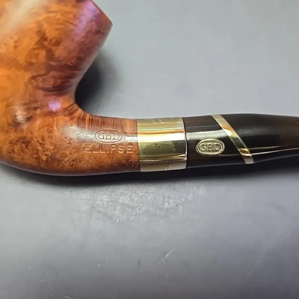 GBD Ellipse 508 Smooth Bent Billiard w/ Brass Estate Briar Pipe, English Estates - Image 10