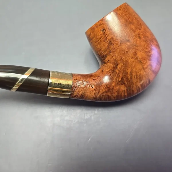 GBD Ellipse 508 Smooth Bent Billiard w/ Brass Estate Briar Pipe, English Estates - Image 12