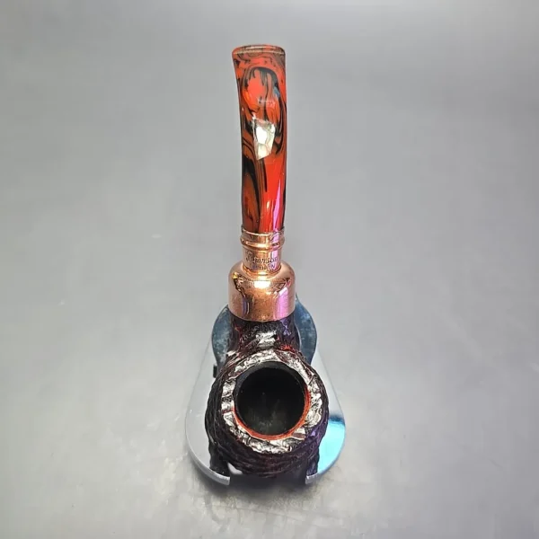Peterson 2024 Christmas Pipe 221 Rusticated Bent Billiard Estate Briar Pipe, Unsmoked - Image 8