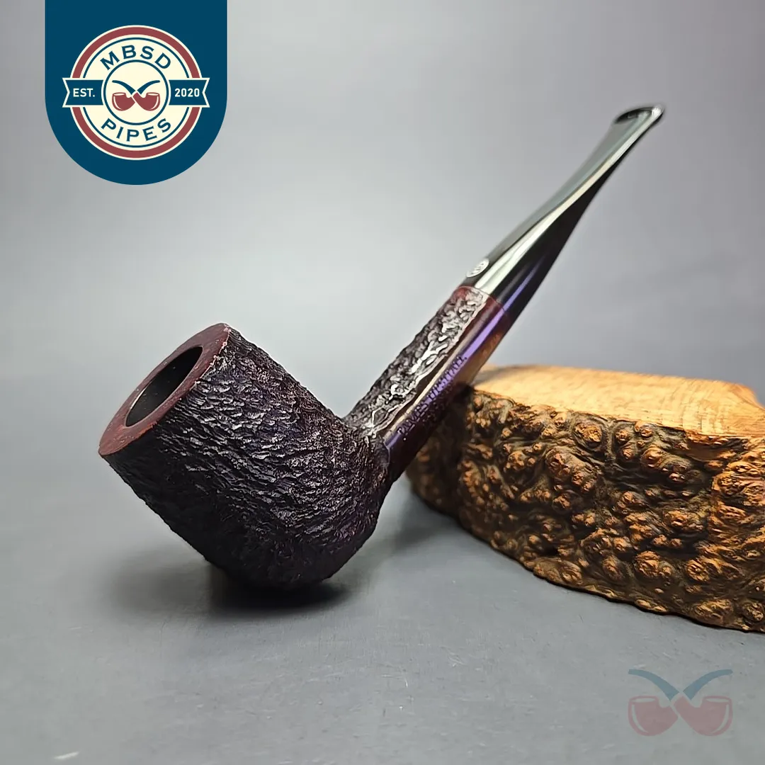 James Upshall Bark Group 5 Partially Rusticated Billiard Estate Briar Pipe, Unsmoked