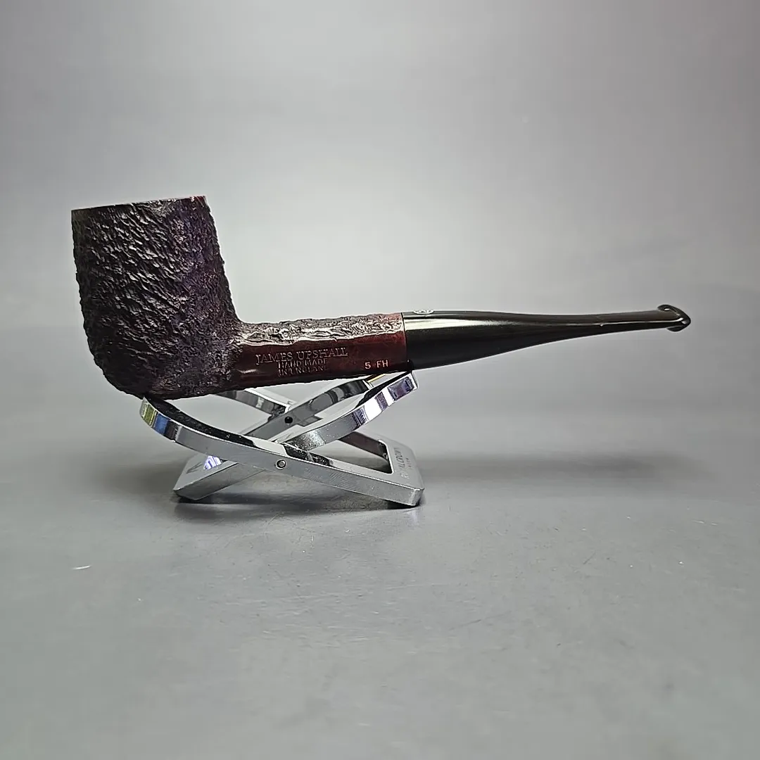James Upshall Bark Group 5 Partially Rusticated Billiard Estate Briar Pipe, Unsmoked - Image 2