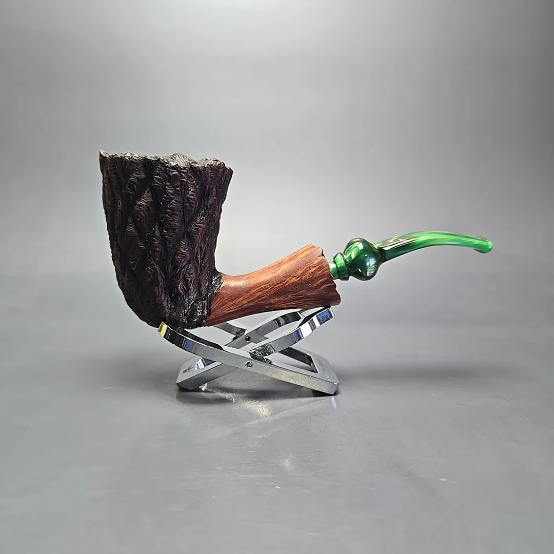Randy Wiley Old Oak 55 Rusticated Freehand Estate Briar Pipe, American Estates - Image 2