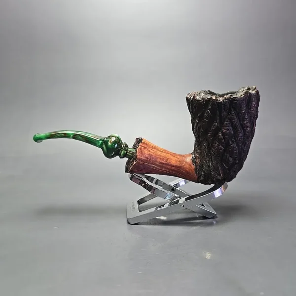 Randy Wiley Old Oak 55 Rusticated Freehand Estate Briar Pipe, American Estates - Image 4