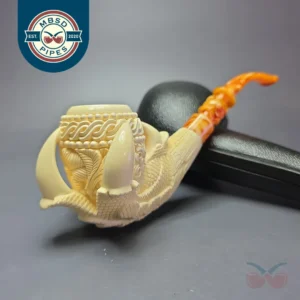 Sevket Gezer XXL Claw & Floral Vase Estate Block Meerschaum Pipe, Unsmoked