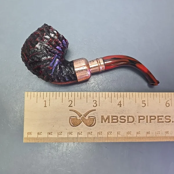 Peterson 2024 Christmas Pipe 221 Rusticated Bent Billiard Estate Briar Pipe, Unsmoked - Image 12