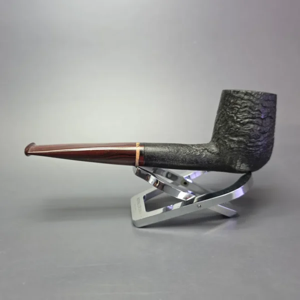 Bruno Nuttens Hand Made Sandblasted Billiard w/ Spalted Beechwood, Briar Pipe, New - Image 4