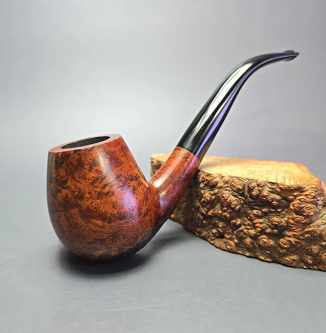 WO Larsen Rustica Partially Rusticated Bent Billiard Estate Briar Pipe, Danish Estates - Image 2