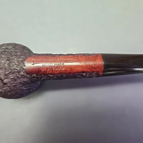James Upshall Bark Group 5 Partially Rusticated Pot Estate Briar Pipe, Unsmoked - Image 10