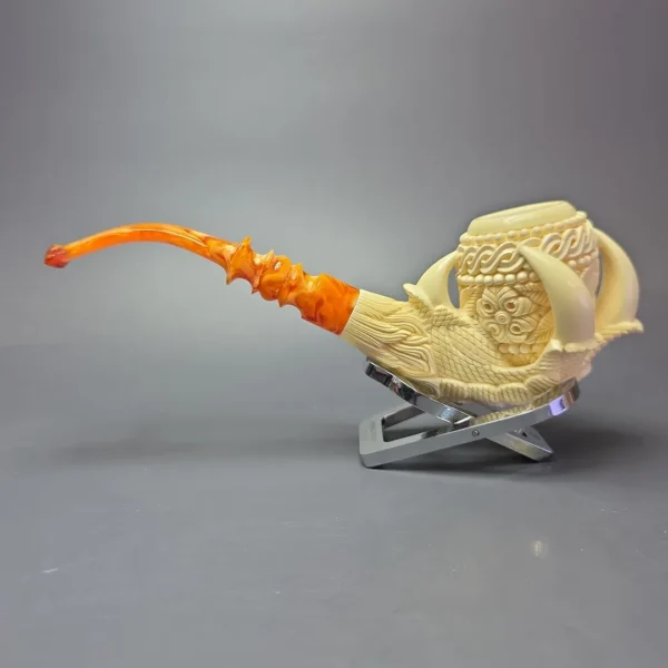 Sevket Gezer XXL Claw & Floral Vase Estate Block Meerschaum Pipe, Unsmoked - Image 4