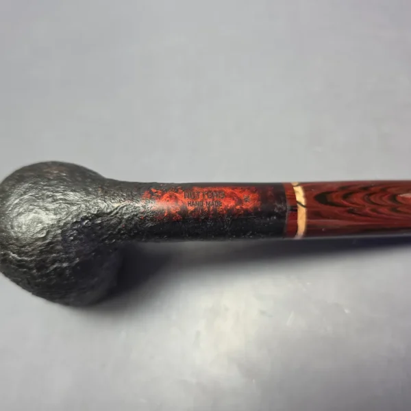 Bruno Nuttens Hand Made Sandblasted Billiard w/ Spalted Beechwood, Briar Pipe, New - Image 8