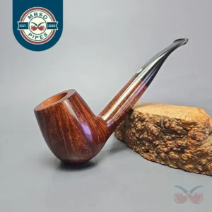 James Upshall A Grade Group 6 Smooth Long Shank Bent Billiard Estate Briar Pipe, Unsmoked