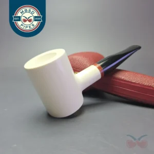 MBSD Meerschaum Deluxe Smooth Poker Block Meerschaum Pipe, Briar-Mortise, New