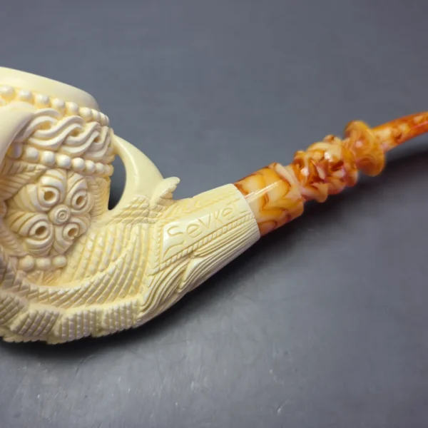Sevket Gezer XXL Claw & Floral Vase Estate Block Meerschaum Pipe, Unsmoked - Image 8