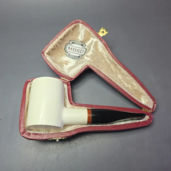 MBSD Meerschaum Deluxe Smooth Poker Block Meerschaum Pipe, Briar-Mortise, New - Image 11