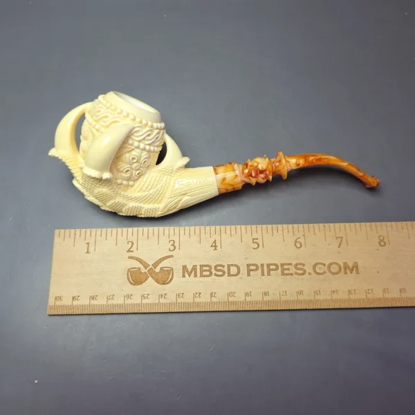 Sevket Gezer XXL Claw & Floral Vase Estate Block Meerschaum Pipe, Unsmoked - Image 9