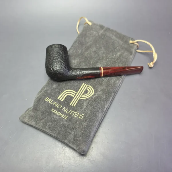 Bruno Nuttens Hand Made Sandblasted Billiard w/ Spalted Beechwood, Briar Pipe, New - Image 11