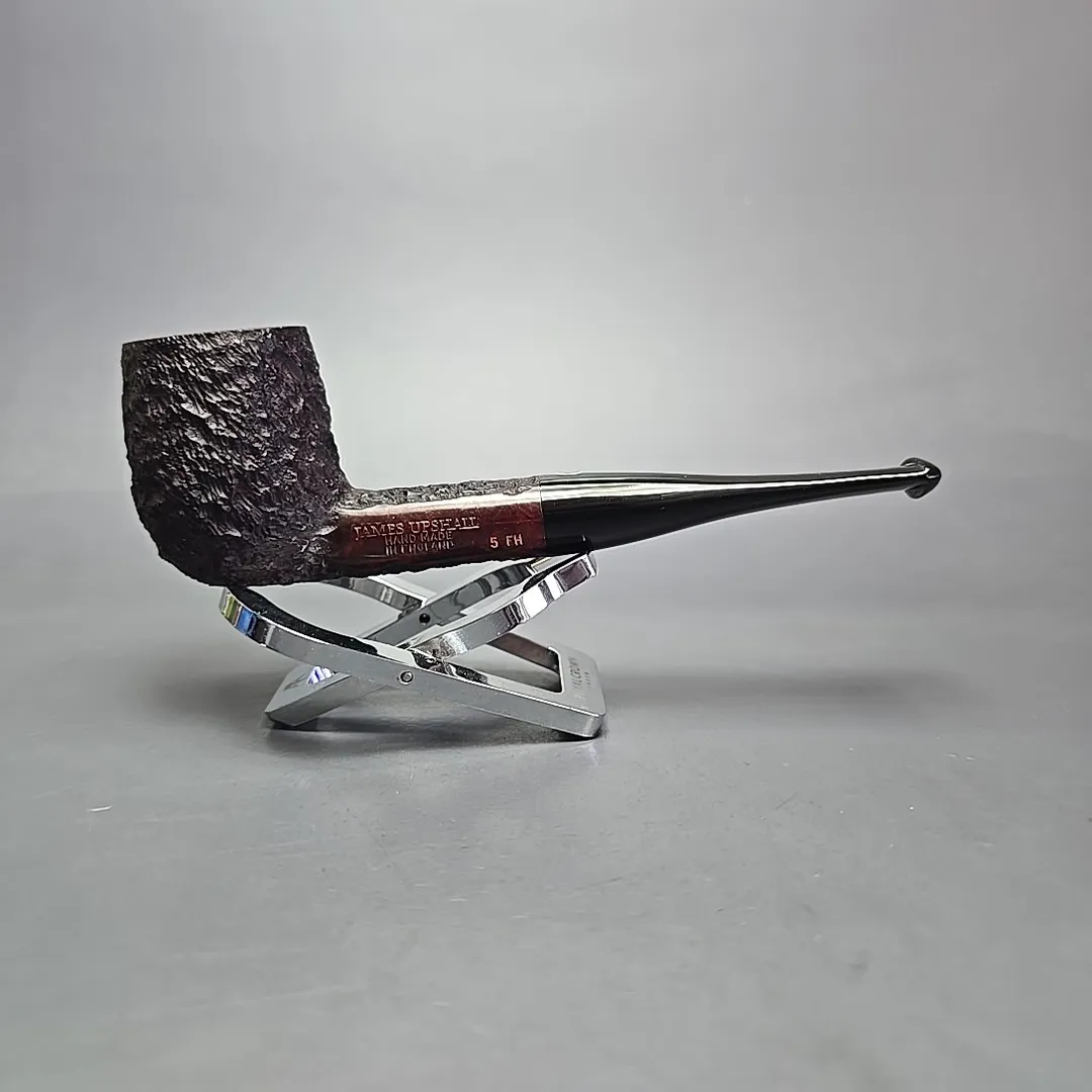 James Upshall Bark Group 5 Partially Rusticated Billiard Estate Briar Pipe, Unsmoked - Image 2