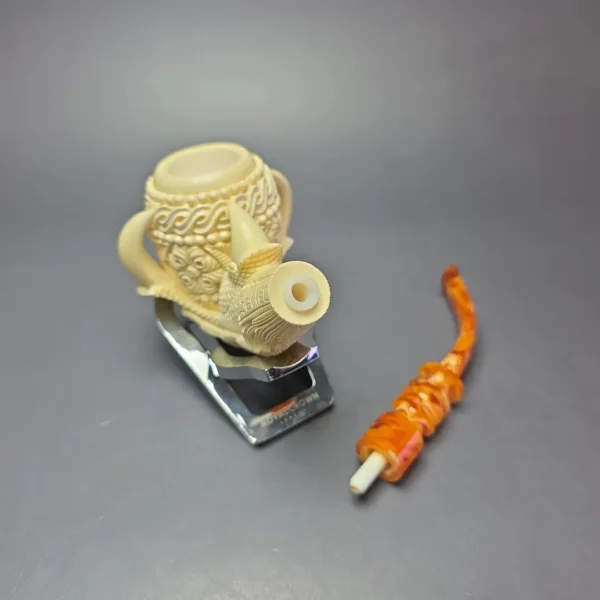 Sevket Gezer XXL Claw & Floral Vase Estate Block Meerschaum Pipe, Unsmoked - Image 11