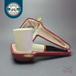 MBSD Meerschaum Deluxe Smooth Poker Block Meerschaum Pipe, Briar-Mortise, New