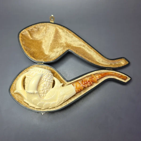 Sevket Gezer XXL Claw & Floral Vase Estate Block Meerschaum Pipe, Unsmoked - Image 12