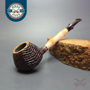 Walt Cannoy Cardinal House Morton Partially Rusticated Prince w/ Bamboo Handmade Briar Pipe, New