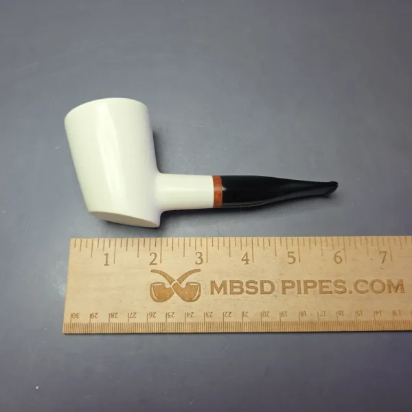 MBSD Meerschaum Deluxe Smooth Poker Block Meerschaum Pipe, Briar-Mortise, New - Image 9