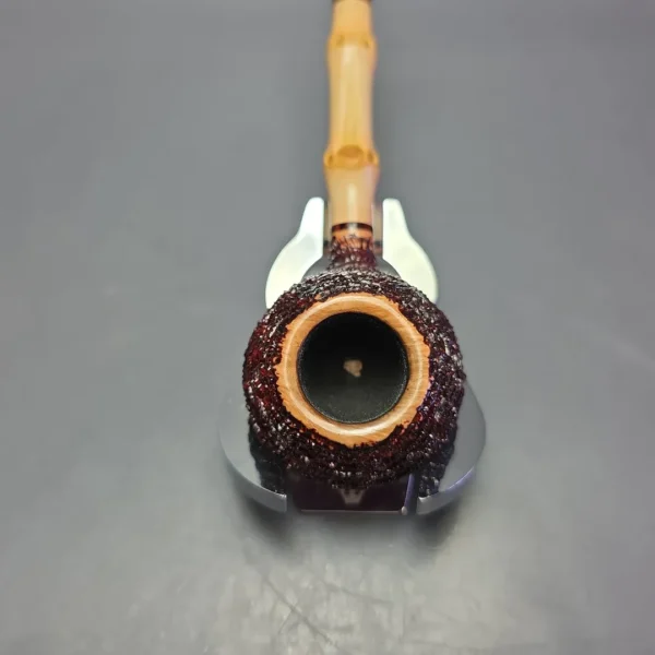 Walt Cannoy Cardinal House Morton Partially Rusticated Prince w/ Bamboo Handmade Briar Pipe, New - Image 5
