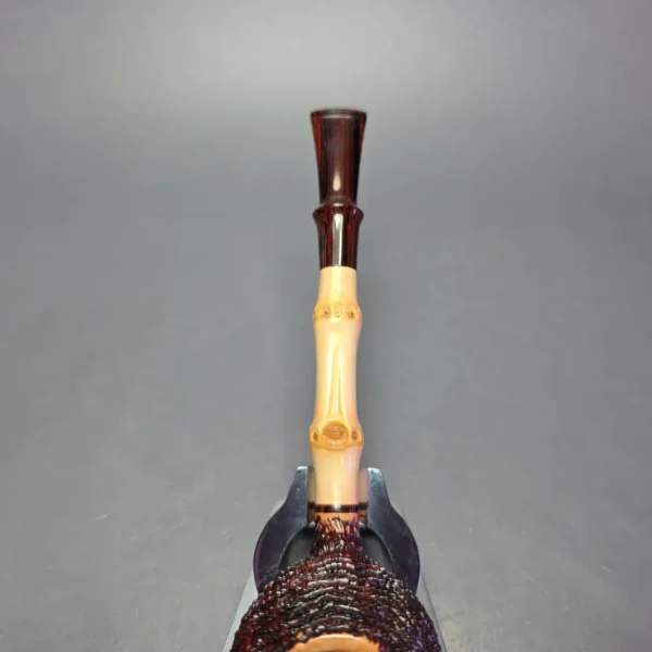Walt Cannoy Cardinal House Morton Partially Rusticated Prince w/ Bamboo Handmade Briar Pipe, New - Image 6