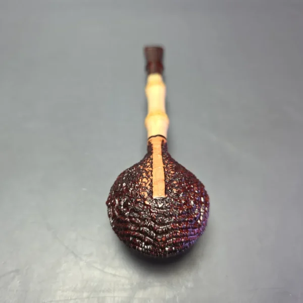 Walt Cannoy Cardinal House Morton Partially Rusticated Prince w/ Bamboo Handmade Briar Pipe, New - Image 7