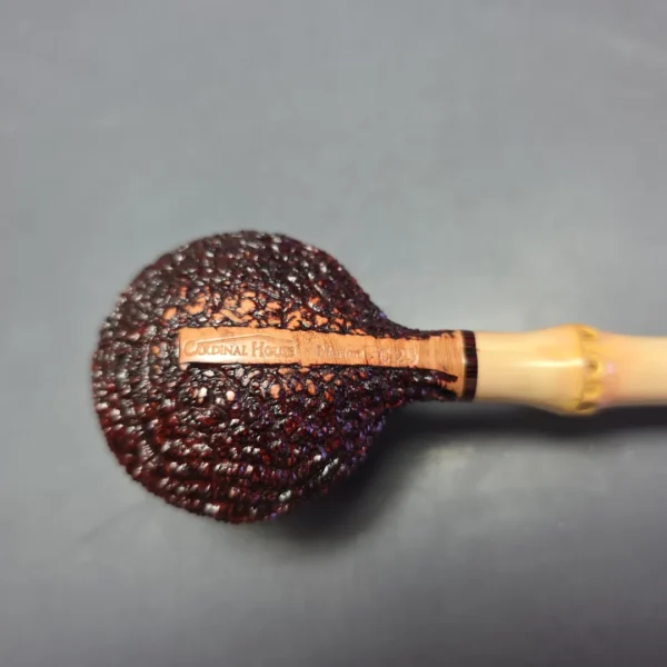 Walt Cannoy Cardinal House Morton Partially Rusticated Prince w/ Bamboo Handmade Briar Pipe, New - Image 8