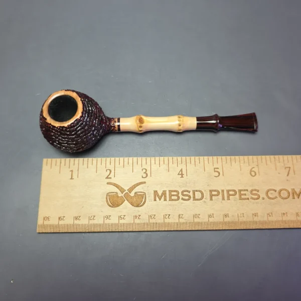Walt Cannoy Cardinal House Morton Partially Rusticated Prince w/ Bamboo Handmade Briar Pipe, New - Image 9