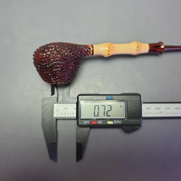 Walt Cannoy Cardinal House Morton Partially Rusticated Prince w/ Bamboo Handmade Briar Pipe, New - Image 10