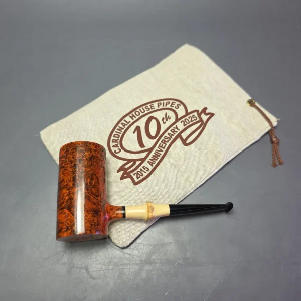 Walt Cannoy Cardinal House Hollingsworth Smooth Poker w/ Bamboo Handmade Briar Pipe, New - Image 12