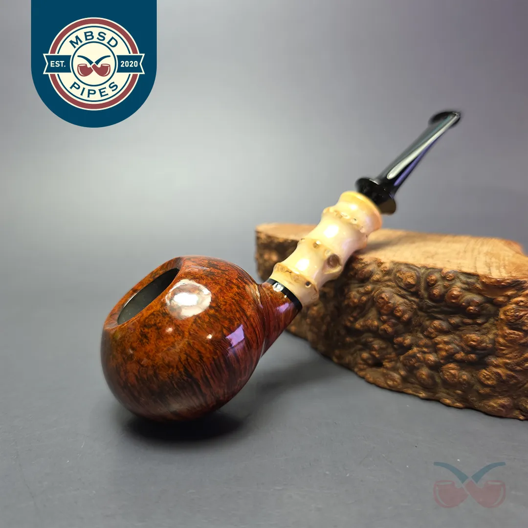 C-Pipe Smooth Tomato Nosewarmer w/ Bamboo & Boxwood Handmade Briar Pipe, New