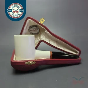MBSD Meerschaum Deluxe Smooth Poker Block Meerschaum Pipe, Briar-Mortise, New