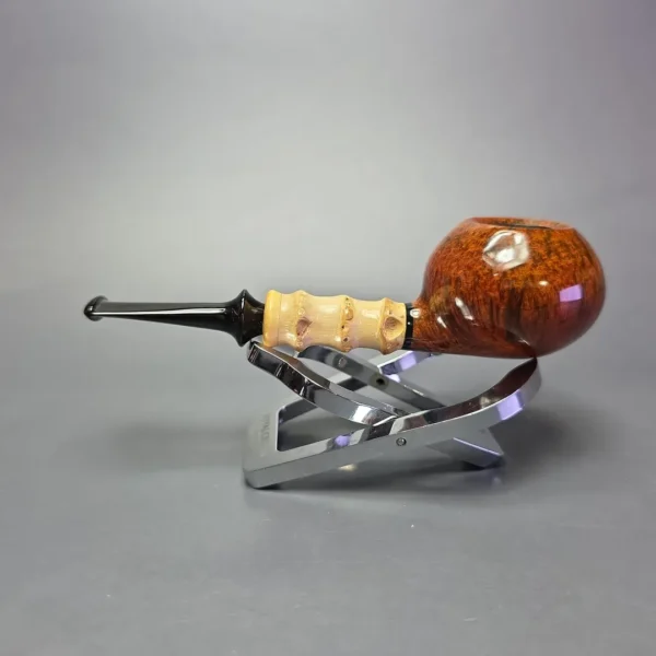 C-Pipe Smooth Tomato Nosewarmer w/ Bamboo & Boxwood Handmade Briar Pipe, New - Image 4