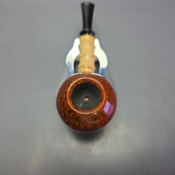 C-Pipe Smooth Tomato Nosewarmer w/ Bamboo & Boxwood Handmade Briar Pipe, New - Image 5