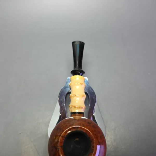 C-Pipe Smooth Tomato Nosewarmer w/ Bamboo & Boxwood Handmade Briar Pipe, New - Image 6