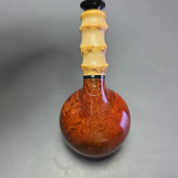 C-Pipe Smooth Tomato Nosewarmer w/ Bamboo & Boxwood Handmade Briar Pipe, New - Image 8