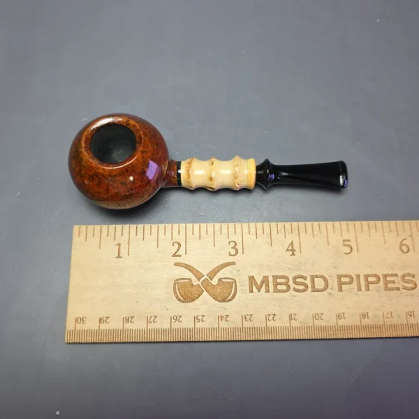 C-Pipe Smooth Tomato Nosewarmer w/ Bamboo & Boxwood Handmade Briar Pipe, New - Image 9