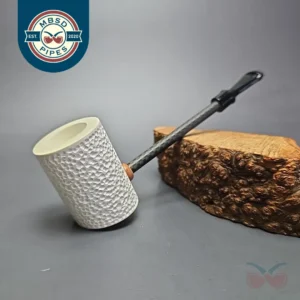 MBSD Meerschaum Deluxe Rusticated Poker Block Meerschaum Pipe, Briar-Mortise, New