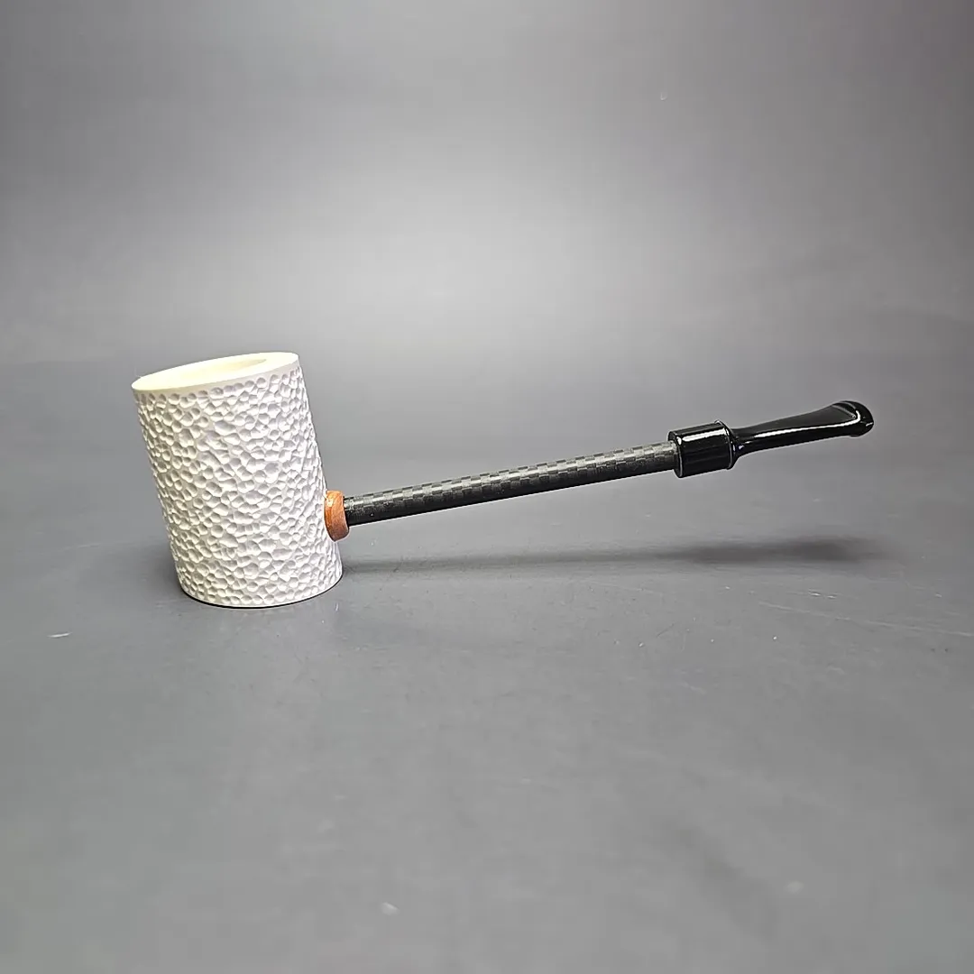 MBSD Meerschaum Deluxe Rusticated Poker Block Meerschaum Pipe, Briar-Mortise, New - Image 2