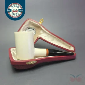 MBSD Meerschaum Deluxe Smooth Poker Block Meerschaum Pipe, Briar-Mortise, New