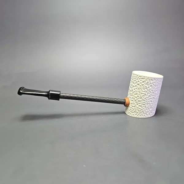 MBSD Meerschaum Deluxe Rusticated Poker Block Meerschaum Pipe, Briar-Mortise, New - Image 4